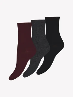 BAMBOO COMFORT TOP nilkkasukat, 3 paria - viininpunainen