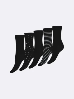 COTTON BASIC nilkkasukat, 5 paria - mustavalkoinen