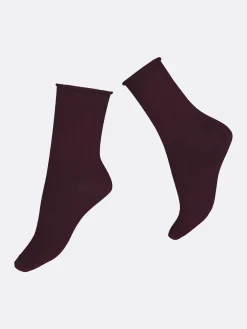 COTTON COMFORT CUFF nilkkasukat - viininpunainen