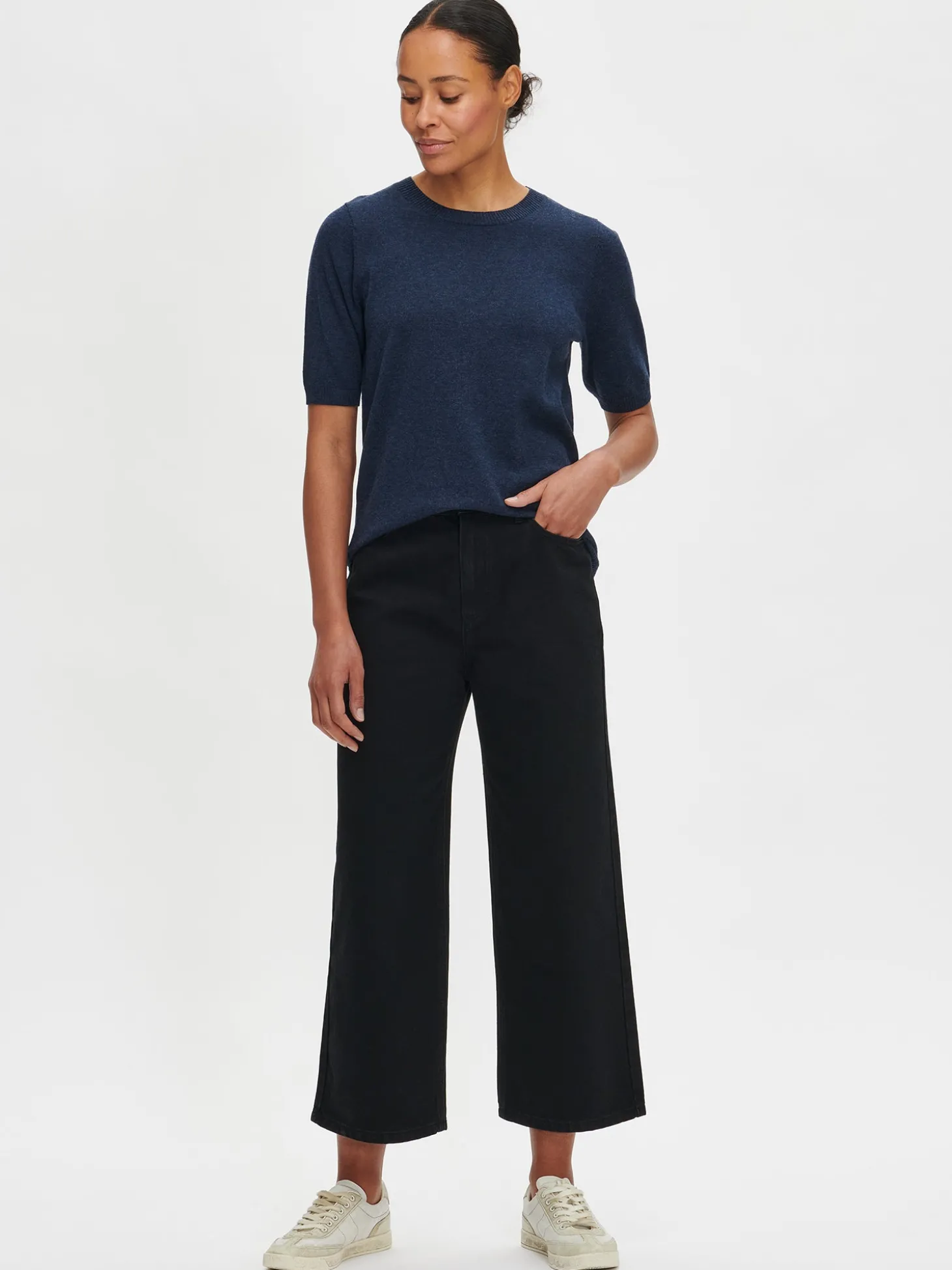 CROPPED LEVEE farkut - musta