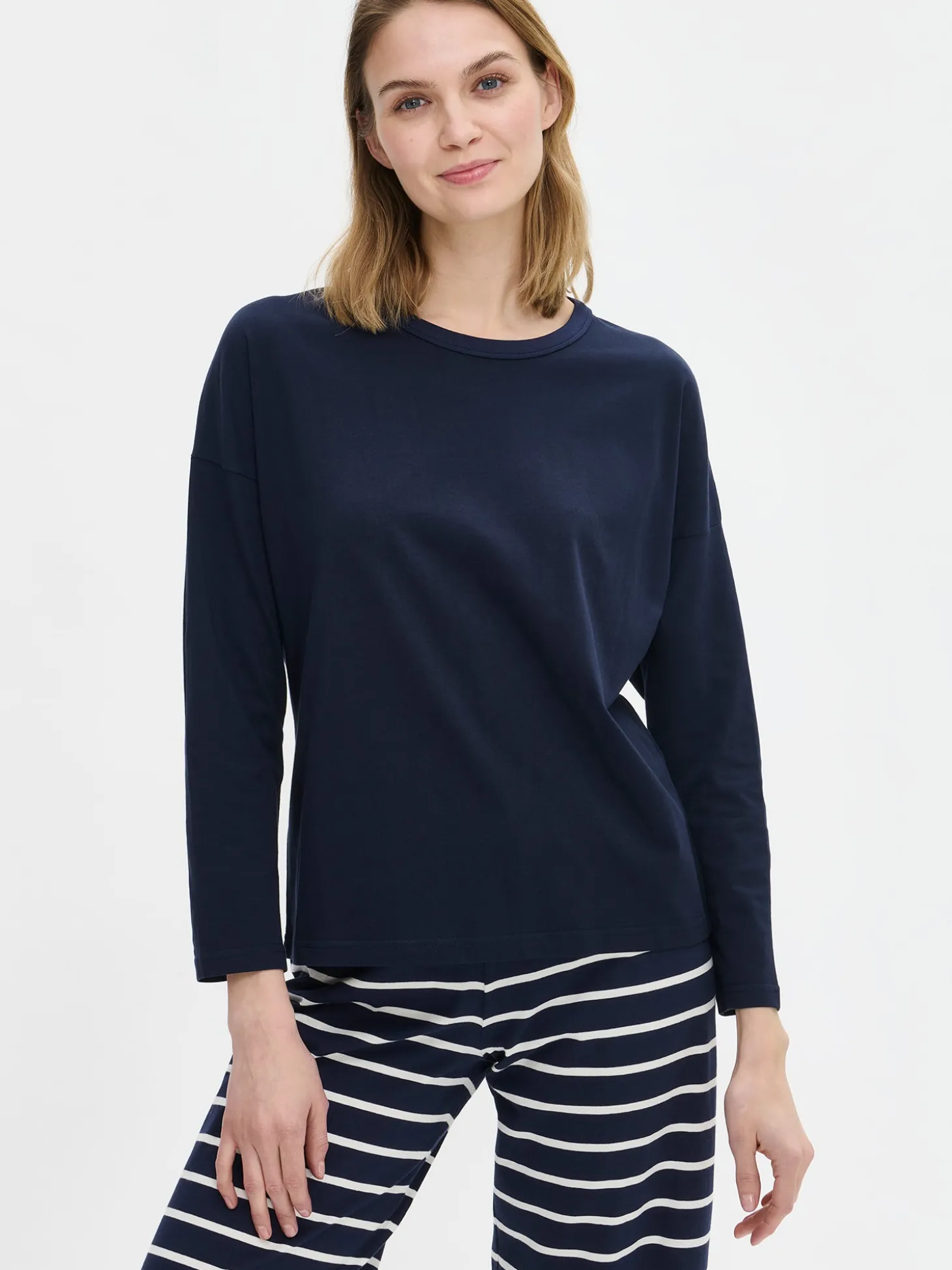 DUETTO pitkähihainen yöpaita - tummansininen