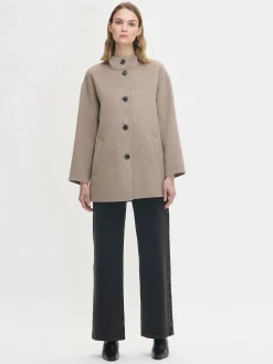 ELLA lyhyt villakangastakki - beige