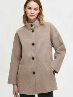 ELLA lyhyt villakangastakki - beige