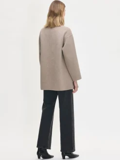 ELLA lyhyt villakangastakki - beige