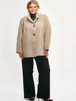 ELLA lyhyt villakangastakki - beige