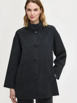 ELLA lyhyt villakangastakki - tummanharmaa