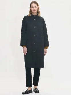 ELLE pitkä villakangastakki - tummanharmaa