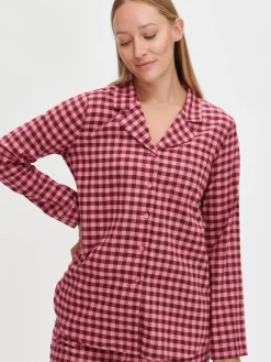 FLANELLI pyjamapaita - pinkki-burgundi
