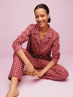 FLANELLI pyjamapaita - pinkki-burgundi