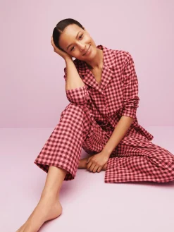 FLANELLI pyjamapaita - pinkki-burgundi