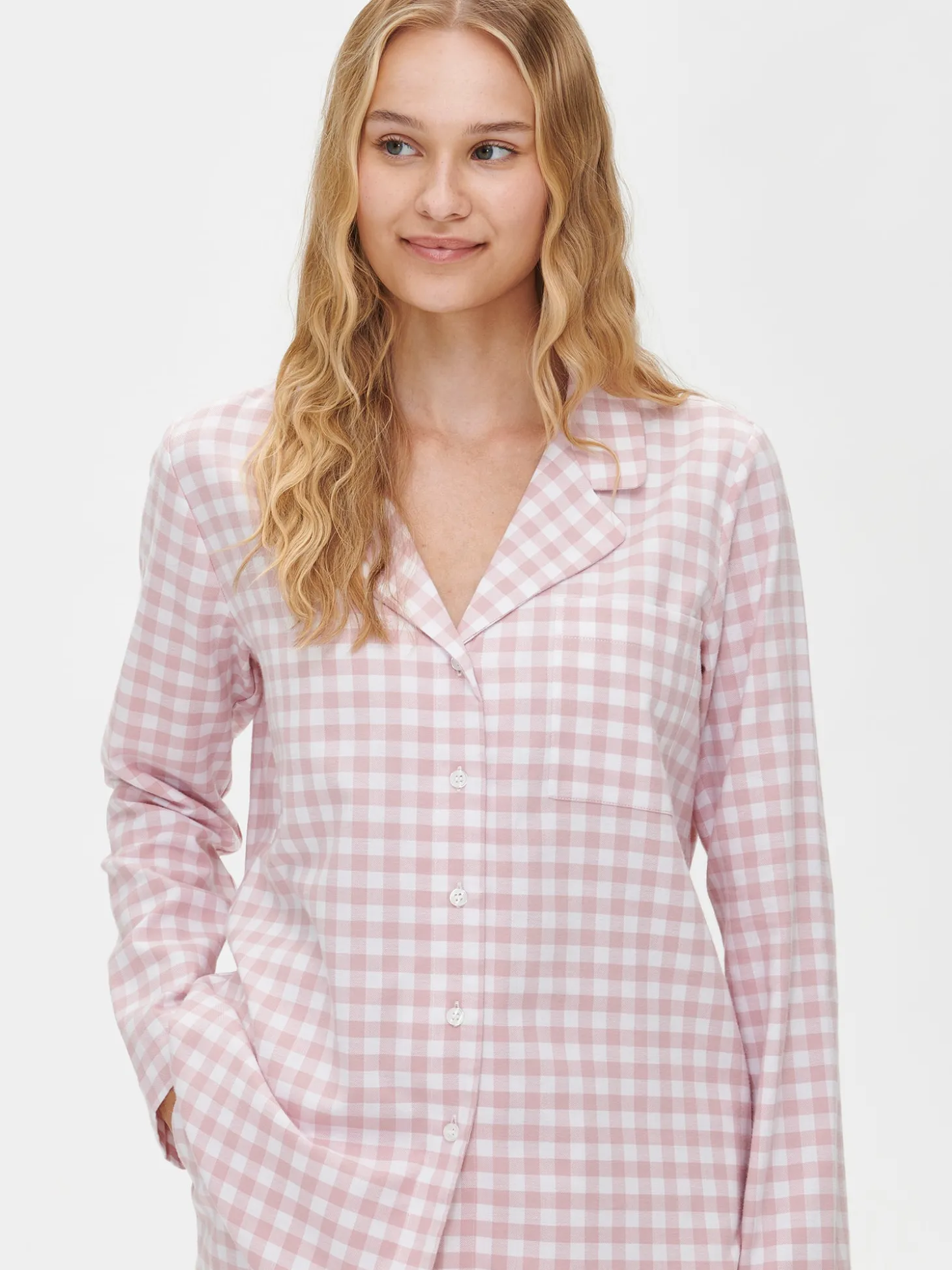 FLANELLI pyjamapaita - vaaleanpunainen