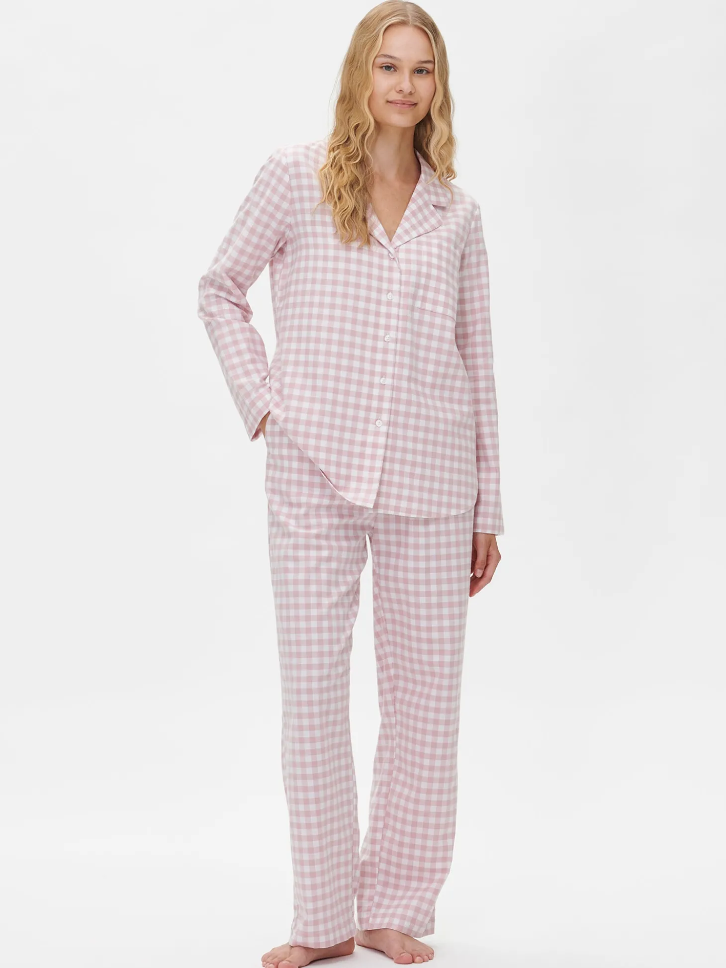 FLANELLI pyjamapaita - vaaleanpunainen