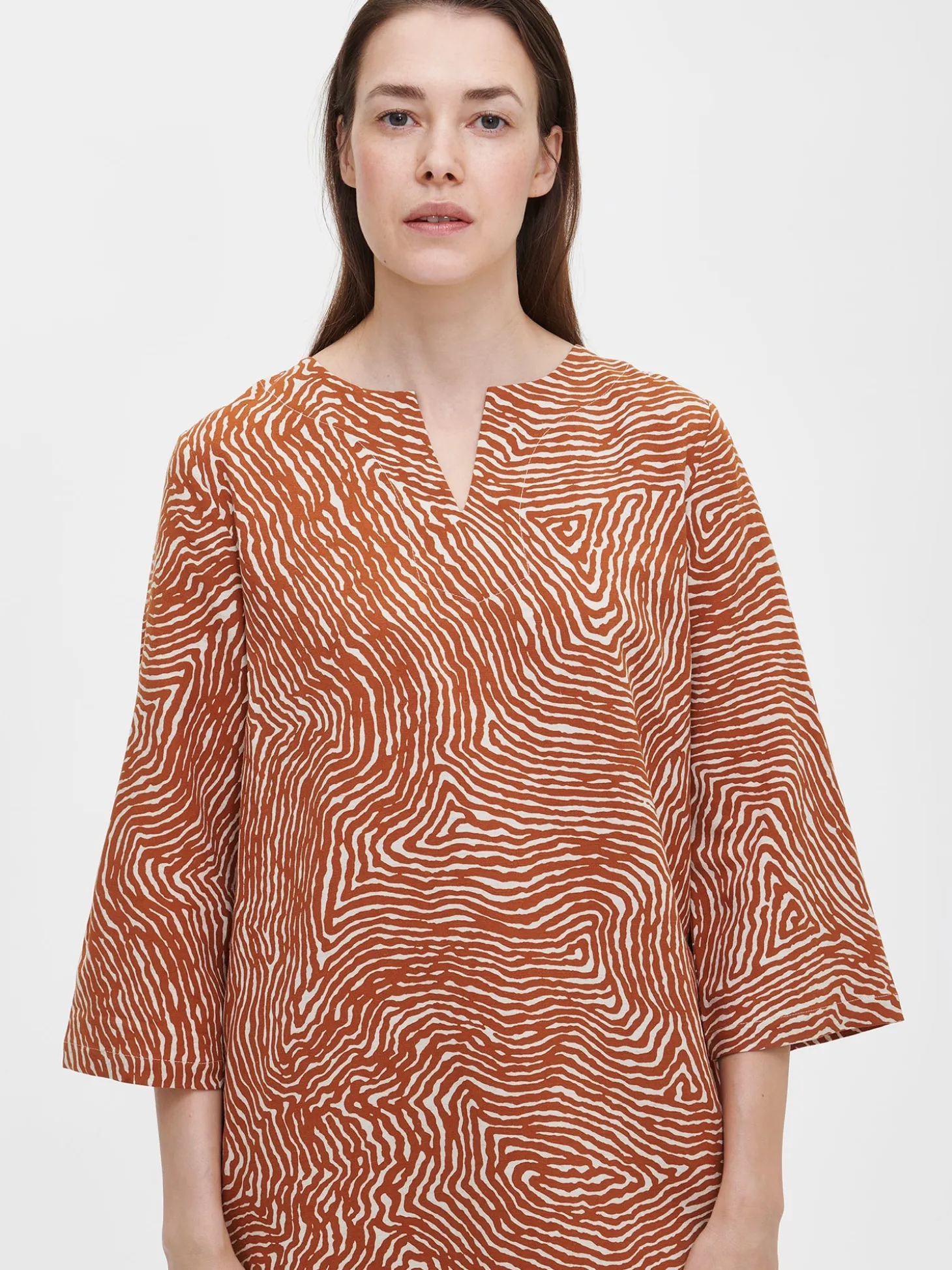 JÄLKI lyhyt kangasmekko - ruskea