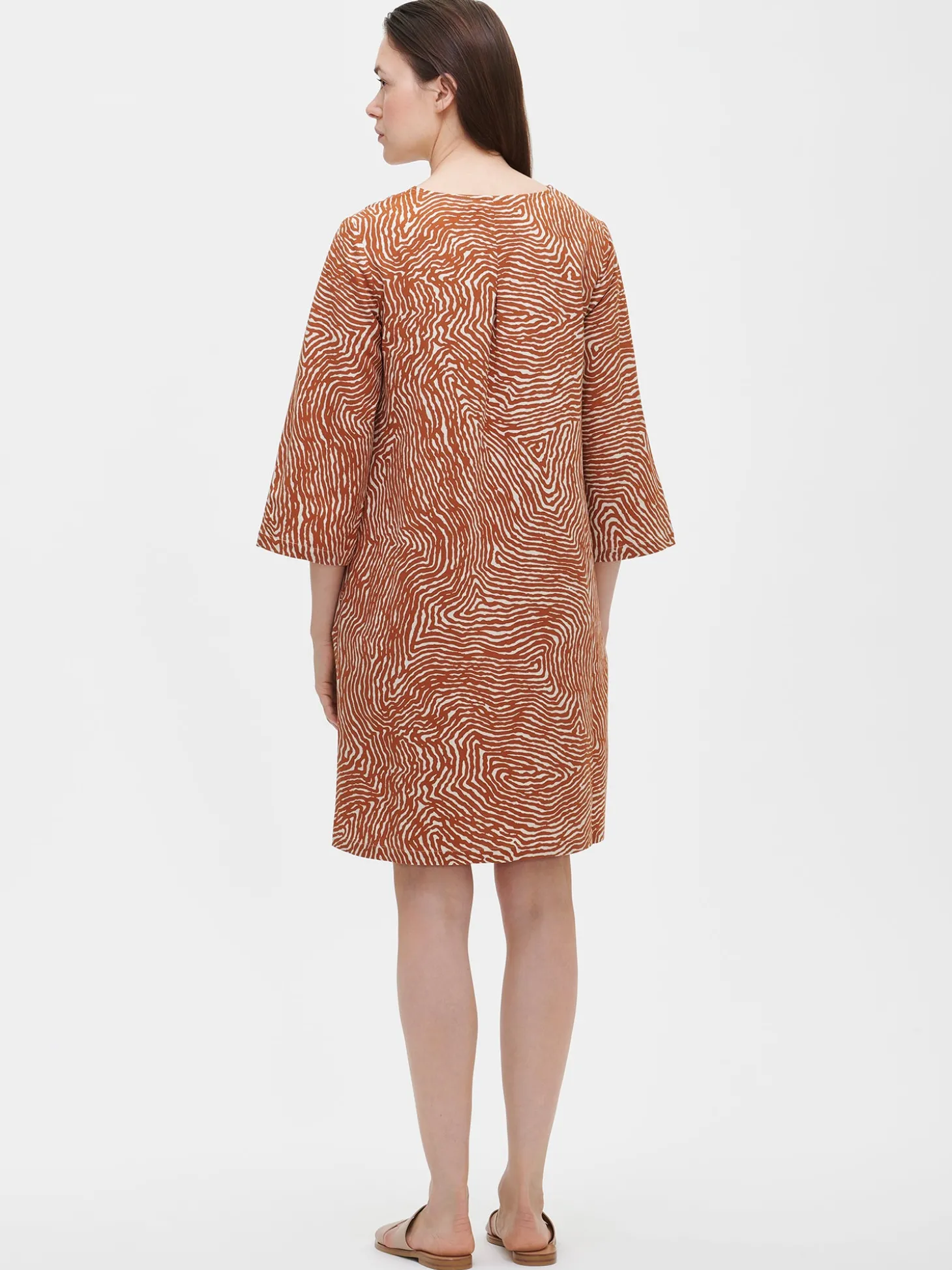 JÄLKI lyhyt kangasmekko - ruskea