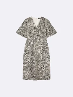 JÄLKI midi kangasmekko - musta-luonnonvalkoinen