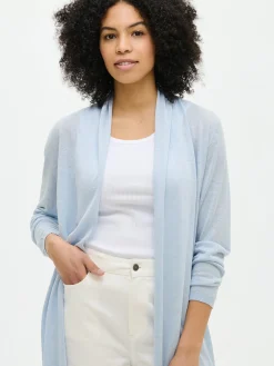 KARINA pitkä neuletakki - vaaleansininen