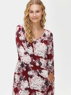 KRANSSI lyhyt yöpaita - viininpunainen