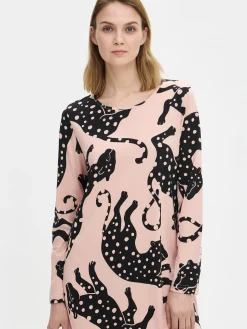 LEONORA lyhyt pitkähihainen yöpaita - vaaleanpunainen