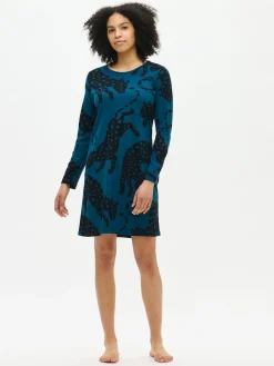 LEONORA lyhyt pitkähihainen yöpaita - sininen