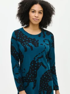 LEONORA lyhyt pitkähihainen yöpaita - sininen