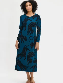 LEONORA pitkähihainen pitkä yöpaita – sininen