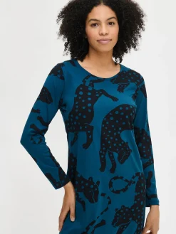 LEONORA pitkähihainen pitkä yöpaita – sininen