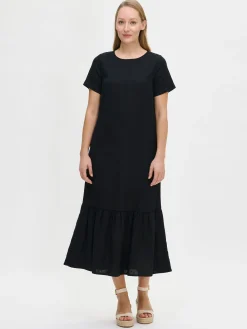 LIN pitkä pellavamekko - musta