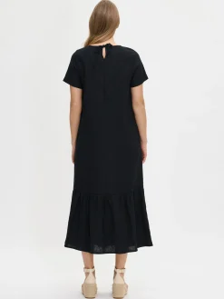 LIN pitkä pellavamekko - musta