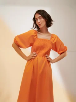 LUISA pitkä kangasmekko - oranssi