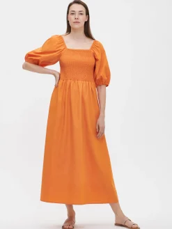 LUISA pitkä kangasmekko - oranssi