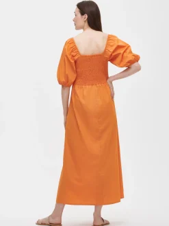 LUISA pitkä kangasmekko - oranssi