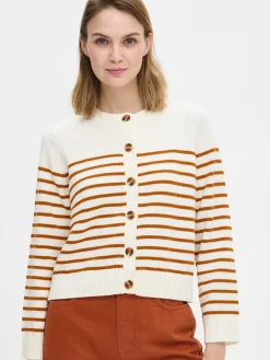 MIRA neuletakki - valko-ruskea