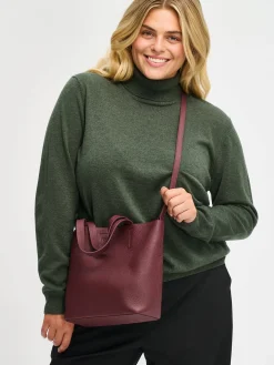 NARU TOTE nahkalaukku - tumma viininpunainen