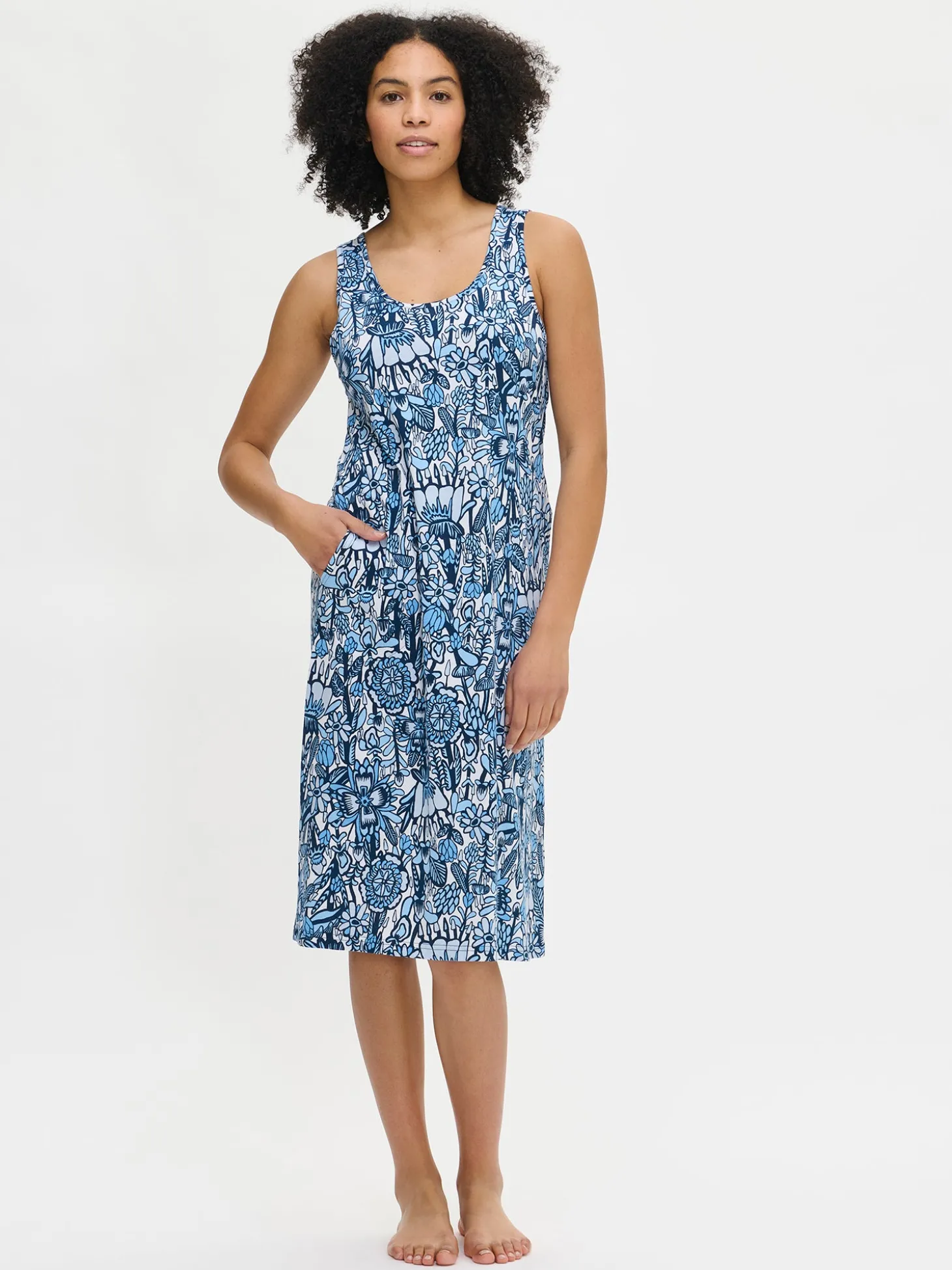 OODI pitkä hihaton yöpaita - sininen