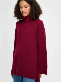 PAMELA pitkä neulepusero - viininpunainen