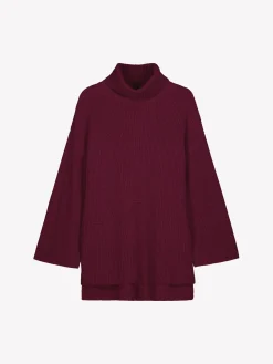 PAMELA pitkä neulepusero - viininpunainen