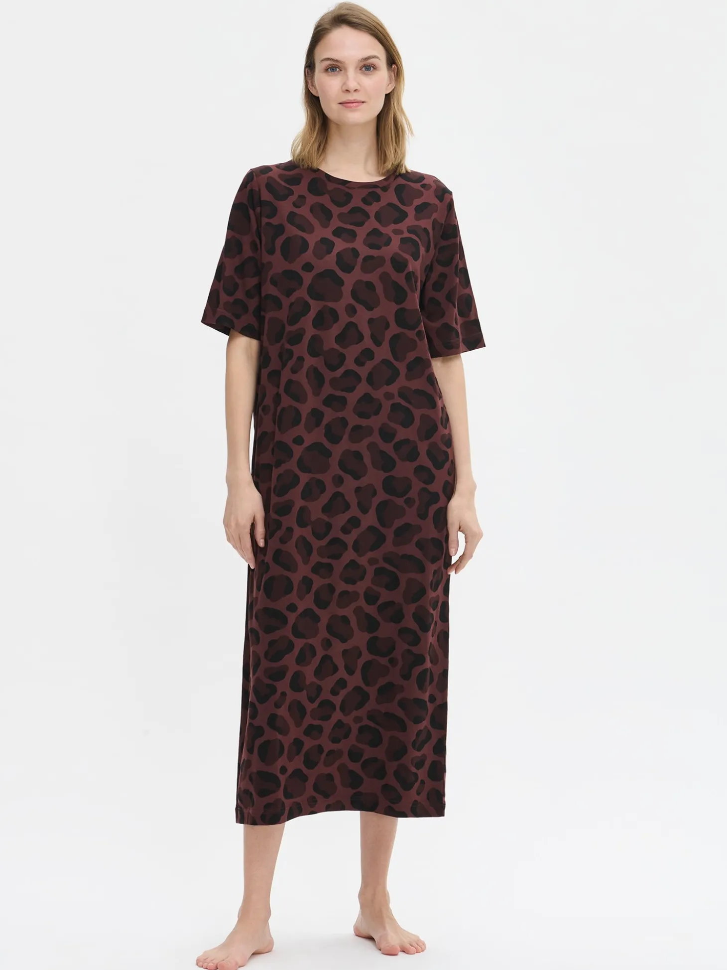 PANTTERI pitkä yöpaita - ruskea