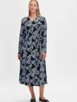 PIHLAJA pitkä kangasmekko - musta