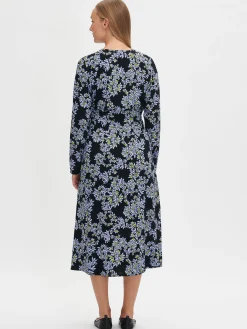 PIHLAJA pitkä kangasmekko - musta