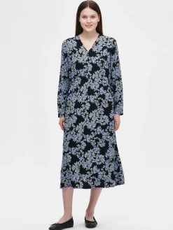 PIHLAJA pitkä kangasmekko - musta