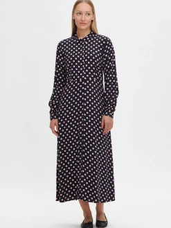 POLKKA pitkä kangasmekko - tummansininen