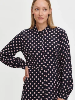 POLKKA pitkä kangasmekko - tummansininen