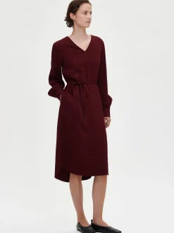 SANNA pitkä kangasmekko - viininpunainen