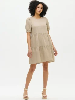 SARASTUS lyhyt pellavamekko - beige