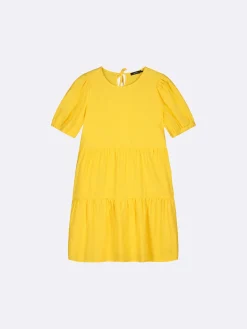 SARASTUS lyhyt pellavamekko - keltainen