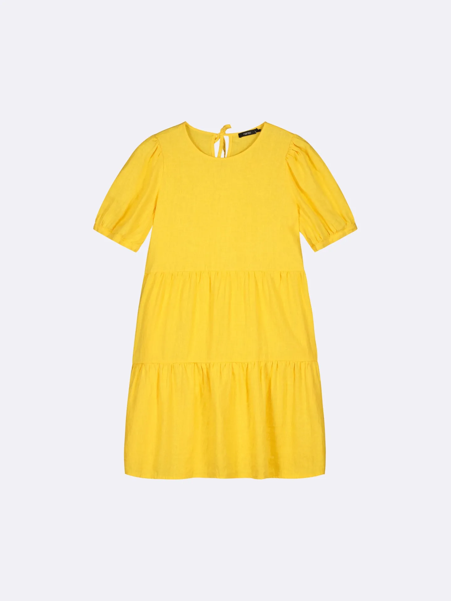 SARASTUS lyhyt pellavamekko - keltainen