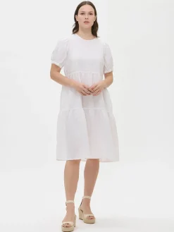 SARASTUS midi pellavamekko - valkoinen