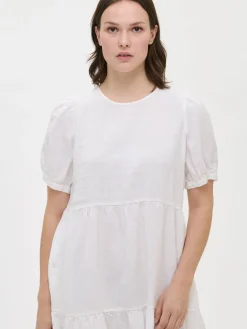 SARASTUS midi pellavamekko - valkoinen