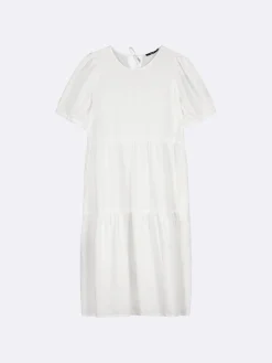 SARASTUS midi pellavamekko - valkoinen