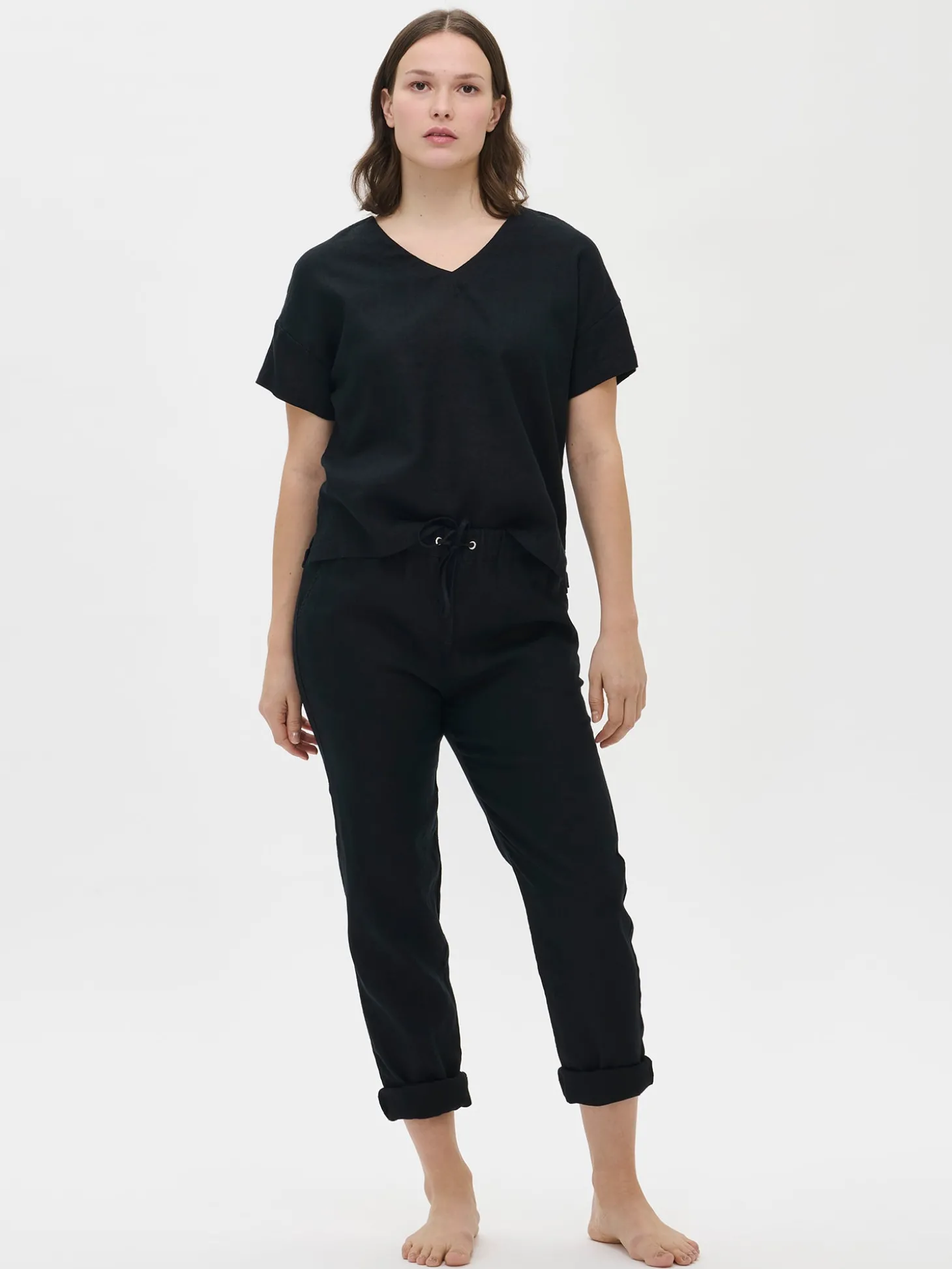 SARASTUS pellavahousut - musta